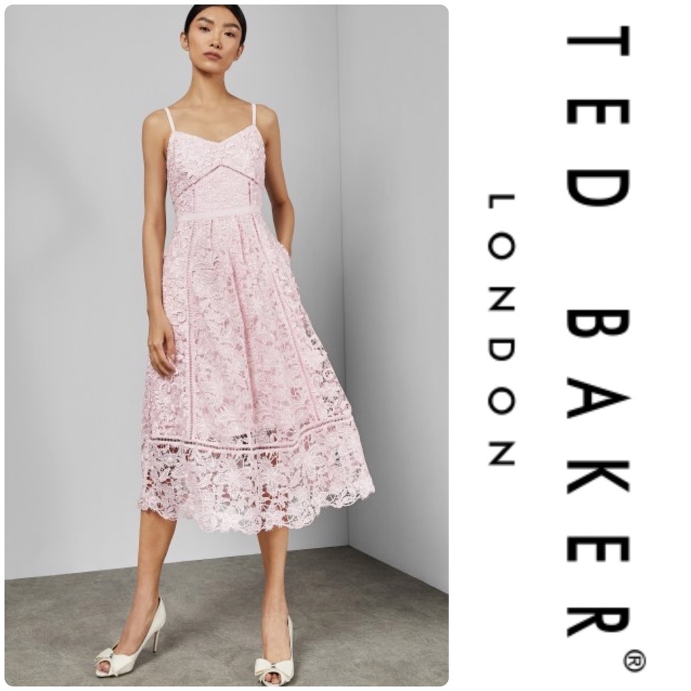 Ted Baker Valens Lace Midi Dress - Pale Pink - Picture 4 of 8